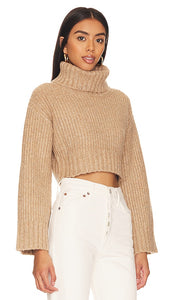 Lovers and Friends Feya Cropped Pullover in Beige