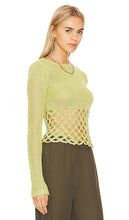 Lovers and Friends Clara Cropped Fishnet Pullover in Green