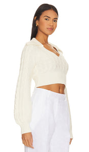 Lovers and Friends Mel Cable Knit Sweater in Ivory