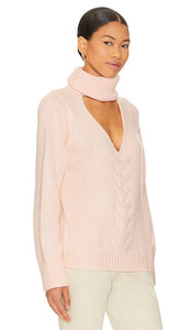 Lovers and Friends Deidra Cut Out Turtleneck Pullover in Blush