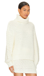 Lovers and Friends Cable Turtleneck Sweater in Ivory