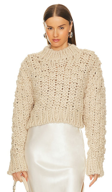 Lovers and Friends x Bridget Jolene Knit Sweater in Cream - Lovers and Friends x Bridget Jolene Pull en tricot crème - Lovers and Friends x Bridget Jolene 奶油色针织毛衣 - Lovers and Friends x Bridget Jolene Strickpullover in Creme - Lovers and Friends x 브리짓 졸렌 니트 스웨터크림 색상 - Maglione lavorato a maglia Lovers and Friends x Bridget Jolene in crema