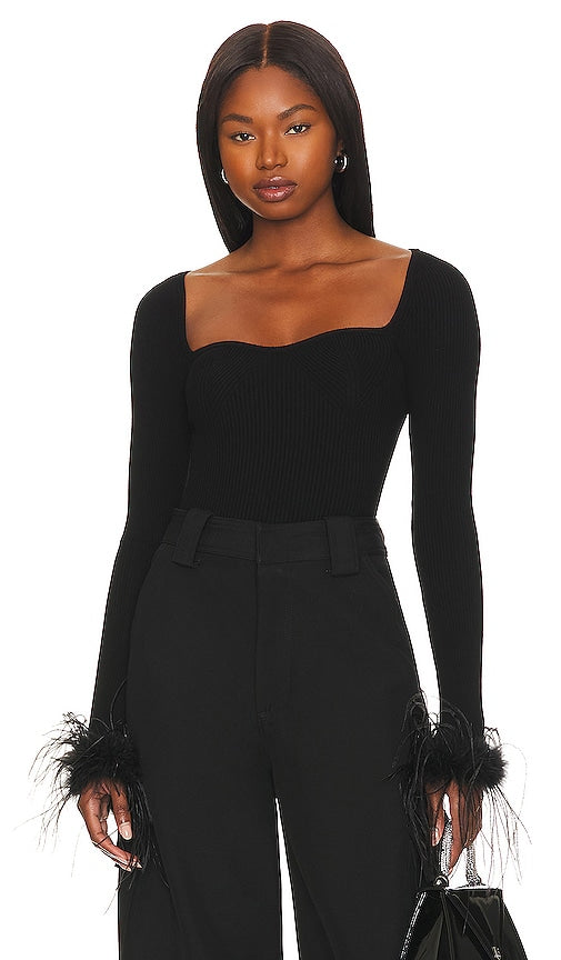 Lovers and Friends Kinsley Feather Trim Top in Black - Lovers and Friends - Kinsley - Haut à bordure en plumes noir - Lovers and Friends Kinsley 黑色羽毛装饰上衣 - Lovers and Friends Kinsley-Oberteil mit Federbesatz in Schwarz - Lovers and Friends Kinsley 페더 트림 탑 - Top con finiture in piume Kinsley Lovers and Friends in nero