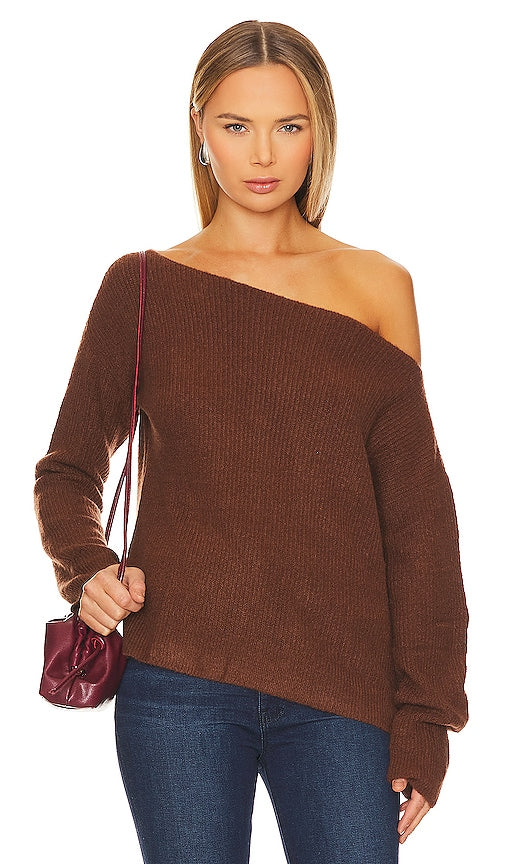 Lovers and Friends x Rachel Alayah Off Shoulder Sweater in Brown - Lovers and Friends x Rachel Alayah - Pull à épaules dénudées marron - Lovers and Friends x Rachel Alayah 棕色露肩毛衣 - Lovers and Friends x Rachel Alayah Schulterfreier Pullover in Braun - Lovers and Friends x Rachel Alayah 오프 숄더 스웨터 브라운 색상 - Maglione con spalle scoperte Lovers and Friends x Rachel Alayah in marrone