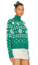 Lovers and Friends Fair Isle Oversized Turtleneck Pullover in Dark Green