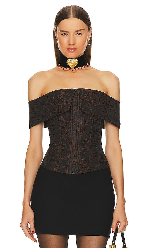 LPA Amara Corset Top in Brown - Haut corset LPA Amara en marron - LPA Amara 棕色紧身胸衣 - LPA Amara Korsett-Oberteil in Braun - LPA 아마라 코르셋 탑 - Top corsetto LPA Amara in marrone
