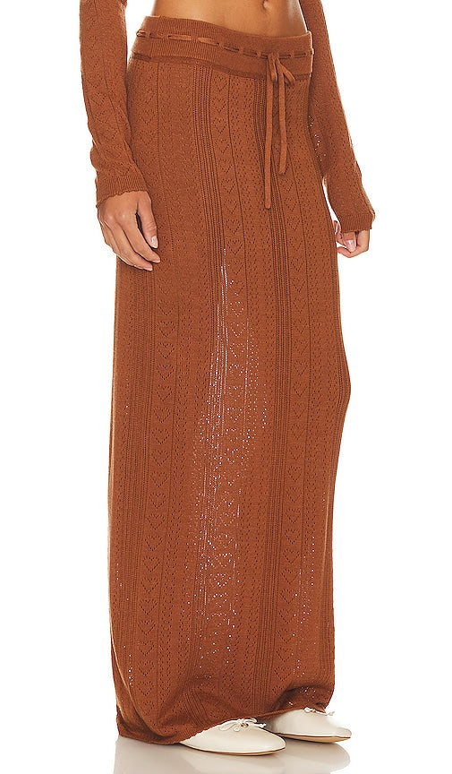 LPA Bennett Maxi Skirt in Chocolate