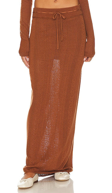 LPA Bennett Maxi Skirt in Chocolate - Jupe longue LPA Bennett en chocolat - LPA Bennett 巧克力色长裙 - LPA Bennett Maxirock in Schokolade - LPA Bennett 맥시 스커트 - Gonna lunga LPA Bennett color cioccolato