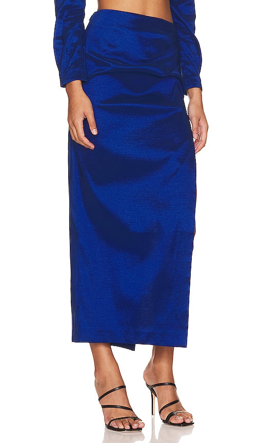 LPA Cleo Maxi Skirt in Blue