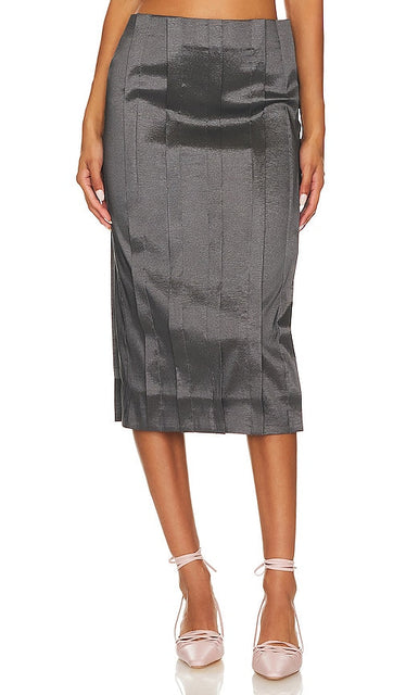 LPA Delfina Midi Skirt in Charcoal - Jupe mi-longue LPA Delfina en charbon de bois - LPA Delfina 木炭色中长半身裙 - LPA Delfina Midirock in Anthrazit - LPA Delfina 미디 스커트 - Gonna midi LPA Delfina in carbone