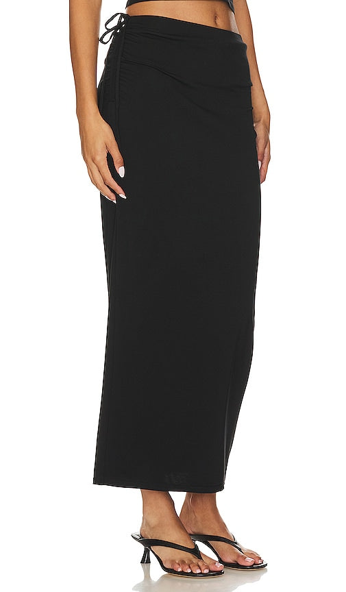 LPA Lorenza Cinched Maxi Skirt in Black