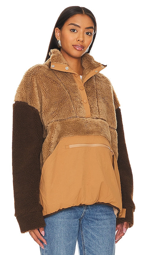 LPA Snap Front Pullover in Brown