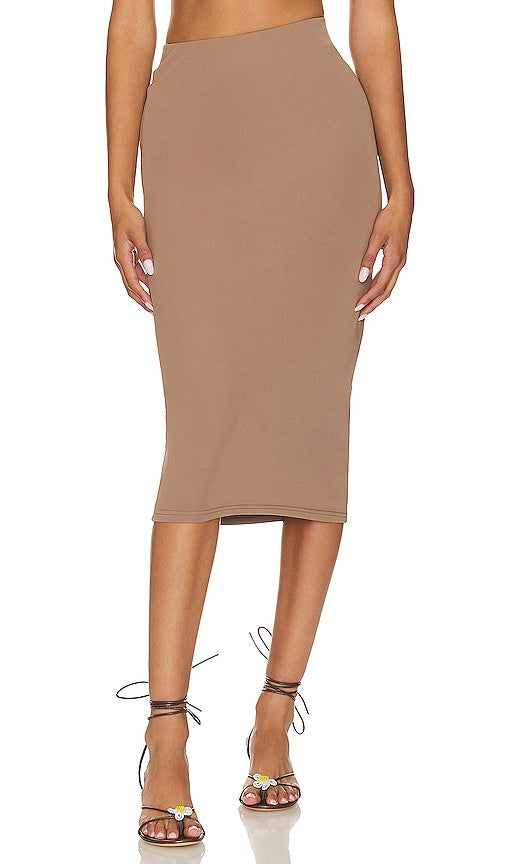 LPA Thalia Midi Skirt in Taupe - Jupe mi-longue LPA Thalia en taupe - LPA Thalia 灰褐色中长半身裙 - LPA Thalia Midirock in Taupe - LPA Thalia 미디 스커트 - Gonna midi LPA Thalia color talpa