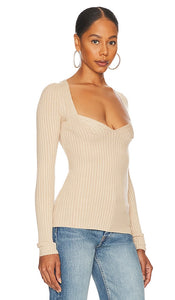 LPA Accorsa Sweetheart Sweater in Tan