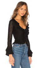 LPA Ruffle Sweater Cardigan in Black