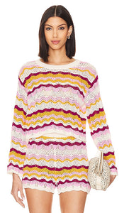 LSPACE X Revolve Sun Ray Sweater in Orange - Pull LSPACE X Revolve Sun Ray en orange - LSPACE X Revolve Sun Ray 橙色毛衣 - LSPACE X Revolve Sun Ray Pullover in Orange - LSPACE X Revolve Sun Ray 스웨터 오렌지 색상 - Maglione LSPACE X Revolve Sun Ray in arancione