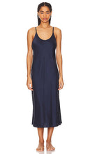 LUNYA Washable Silk Bias Slip Dress in Navy
