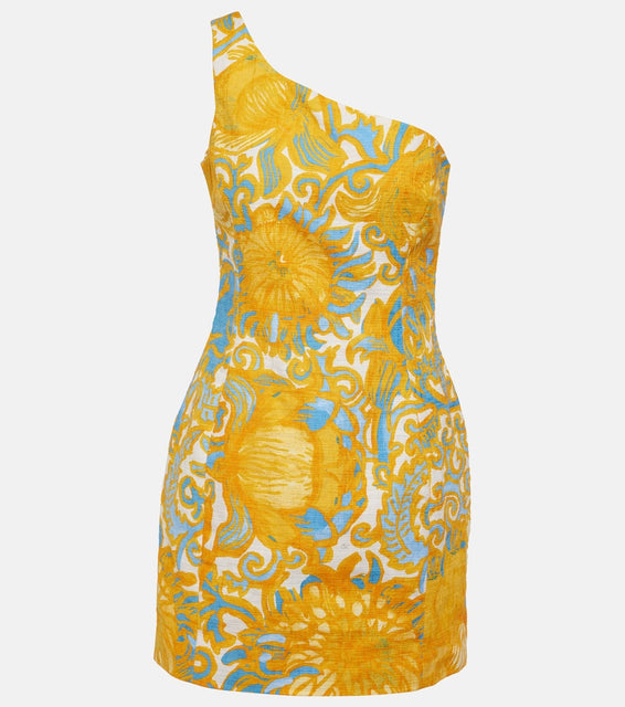 La DoubleJ Bold Shoulder printed cotton minidress