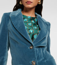 La DoubleJ Feather-trimmed cotton velvet blazer