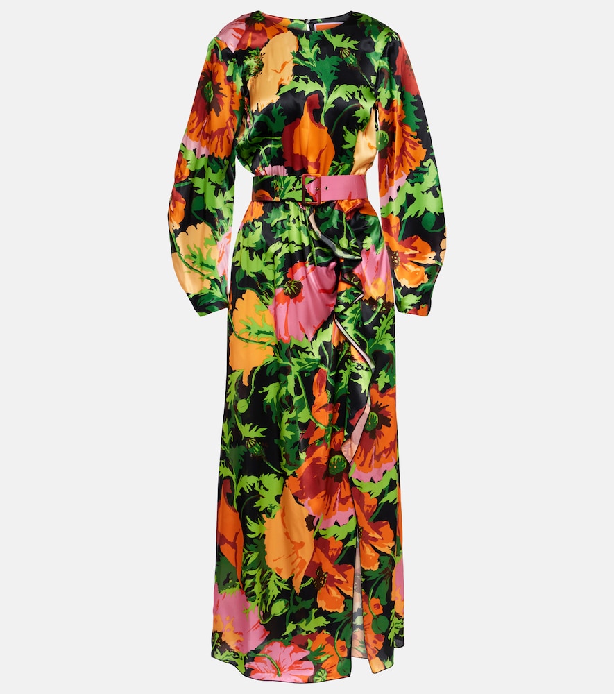 La DoubleJ Penny floral satin maxi dress. La DoubleJ Penny 花卉缎面长裙