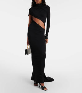 LaQuan Smith Asymmetric cutout jersey gown