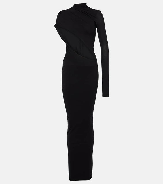 LaQuan Smith Asymmetric cutout jersey gown
