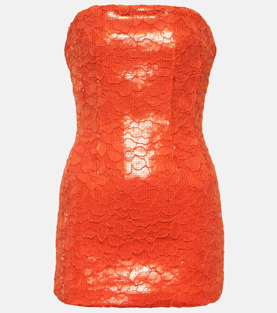 LaQuan Smith Floral lace strapless minidress. LaQuan Smith 花卉蕾丝无肩带迷你连衣裙