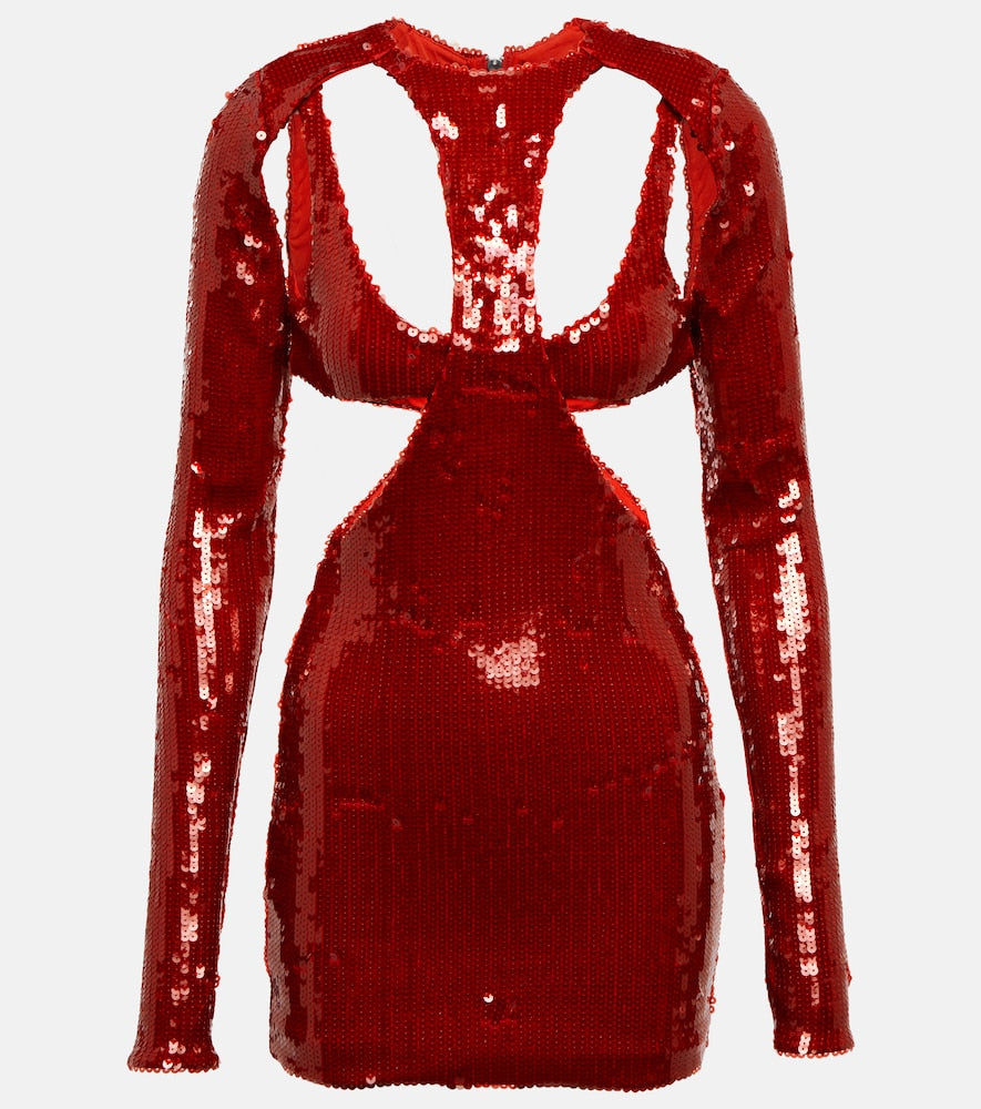 LaQuan Smith Sequined cutout minidress. LaQuan Smith 亮片镂空迷你裙