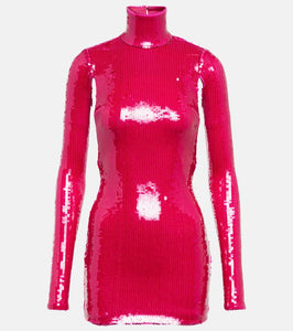LaQuan Smith Sequined turtleneck minidress