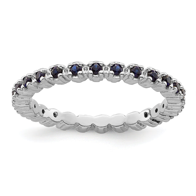 Lab Created Sapphire Sterling Silver Stackable Eternity Ring | Size 10