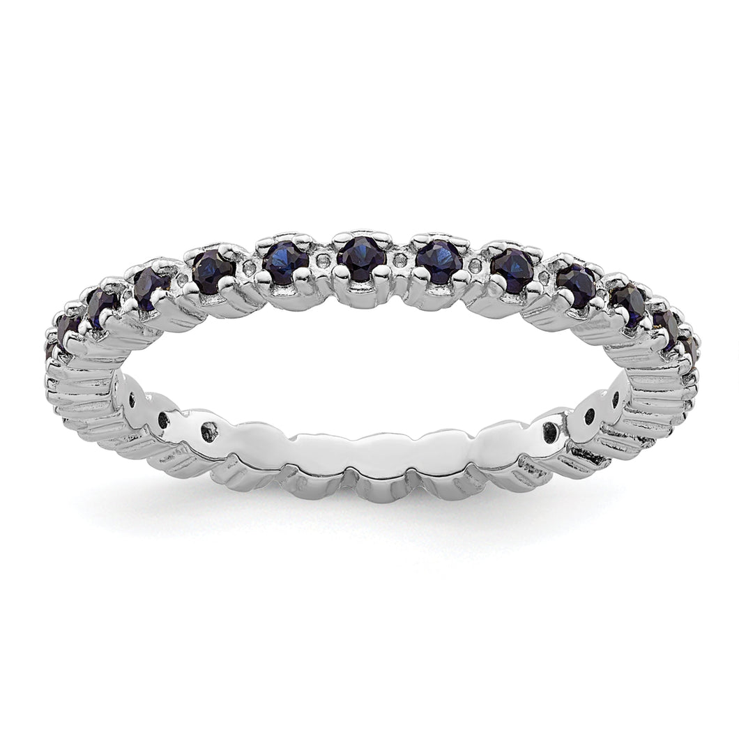 Lab Created Sapphire Sterling Silver Stackable Eternity Ring | Size 10