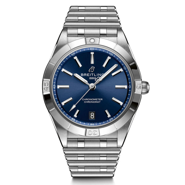 Ladies' Breitling Chronomat Automatic 36 Blue Dial Stainless Steel Watch A10380101C1A1