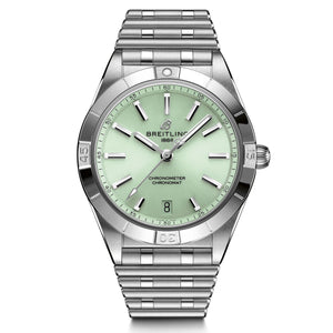 Ladies' Breitling Chronomat Automatic 36 Green Dial Stainless Steel Watch A10380101L1A1