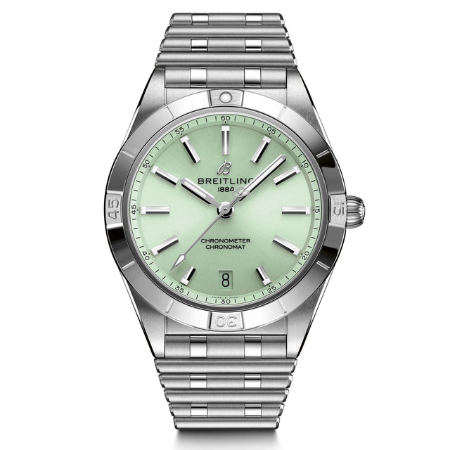 Ladies' Breitling Chronomat Automatic 36 Green Dial Stainless Steel Watch A10380101L1A1