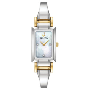 Ladies' Bulova Classic Diamond Accent Two-Tone Stainless Steel Half-Bangle Watch | 18x33mm | 98P188