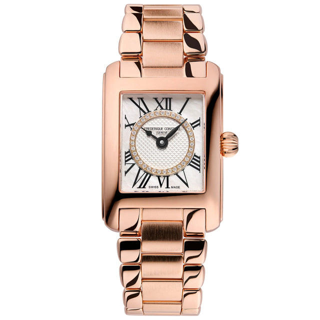 Ladies' Frederique Constant Classics Carree Diamond Dial Rose Gold-Plated Watch | FC-200MPDC14B