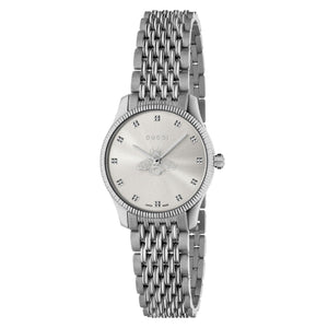 Ladies' Gucci G-Timeless with Bee Slim Silver Dial Stainless Steel Watch, 29mm YA1265019
