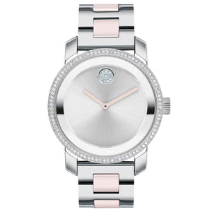 Ladies' Movado BOLD Ceramic Crystal Pink and Stainless Steel Watch | 36.3mm | 3600784
