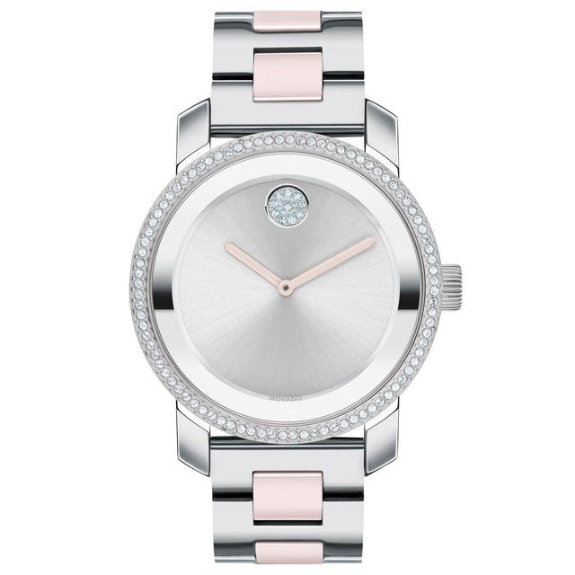 Ladies' Movado BOLD Ceramic Crystal Pink and Stainless Steel Watch | 36.3mm | 3600784