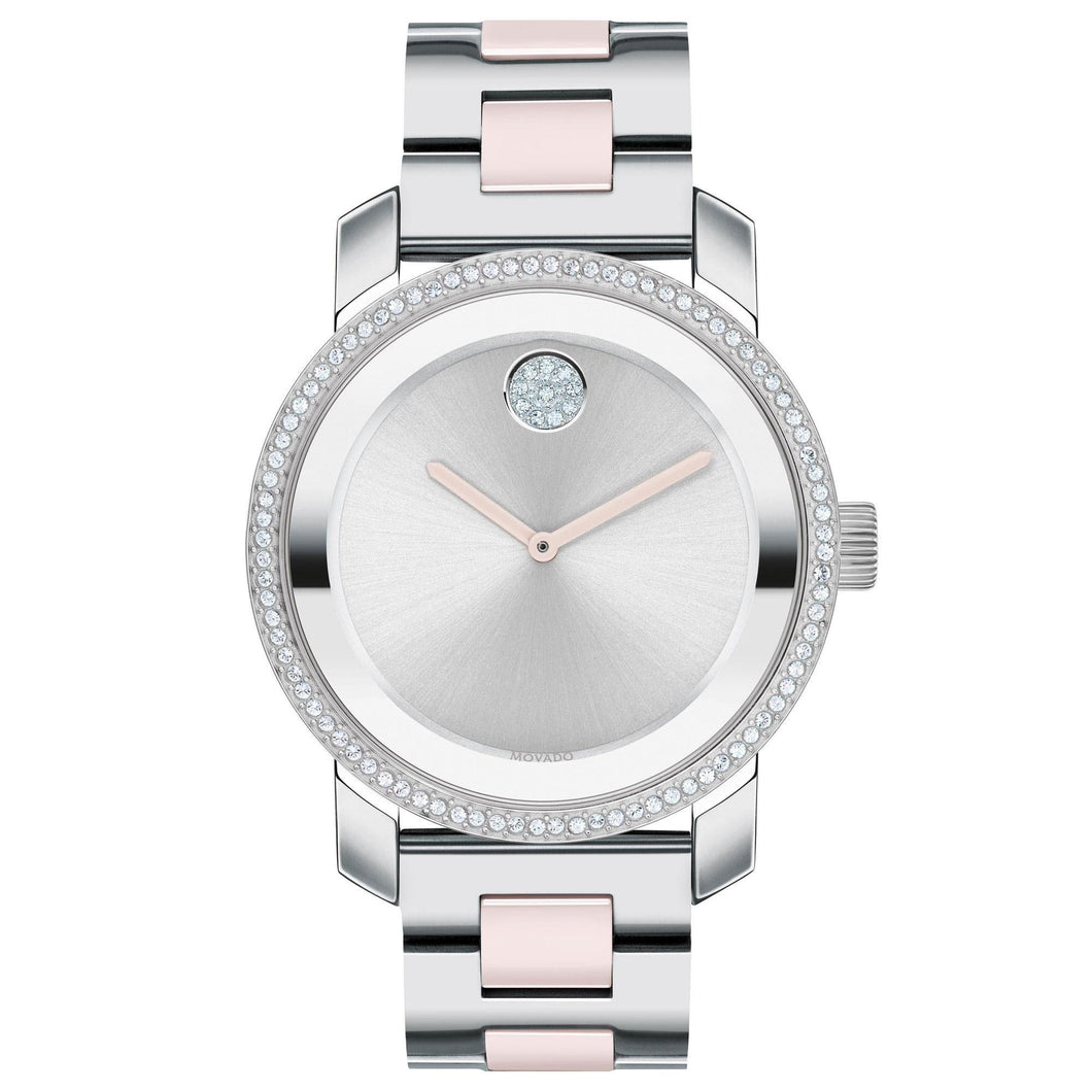 Ladies' Movado BOLD Ceramic Crystal Pink and Stainless Steel Watch | 36.3mm | 3600784