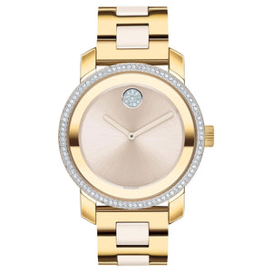 Ladies' Movado BOLD Crystal Bezel and Ceramic Two-Tone Bracelet Watch | 36.3mm | 3600785
