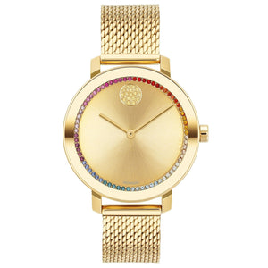 Ladies' Movado BOLD Evolution Rainbow Crystal Pale Yellow Gold-Tone Watch | 34mm | 3600699