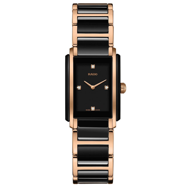 Ladies' Rado Integral Diamonds Two-Tone Rose and Black Watch R20612712