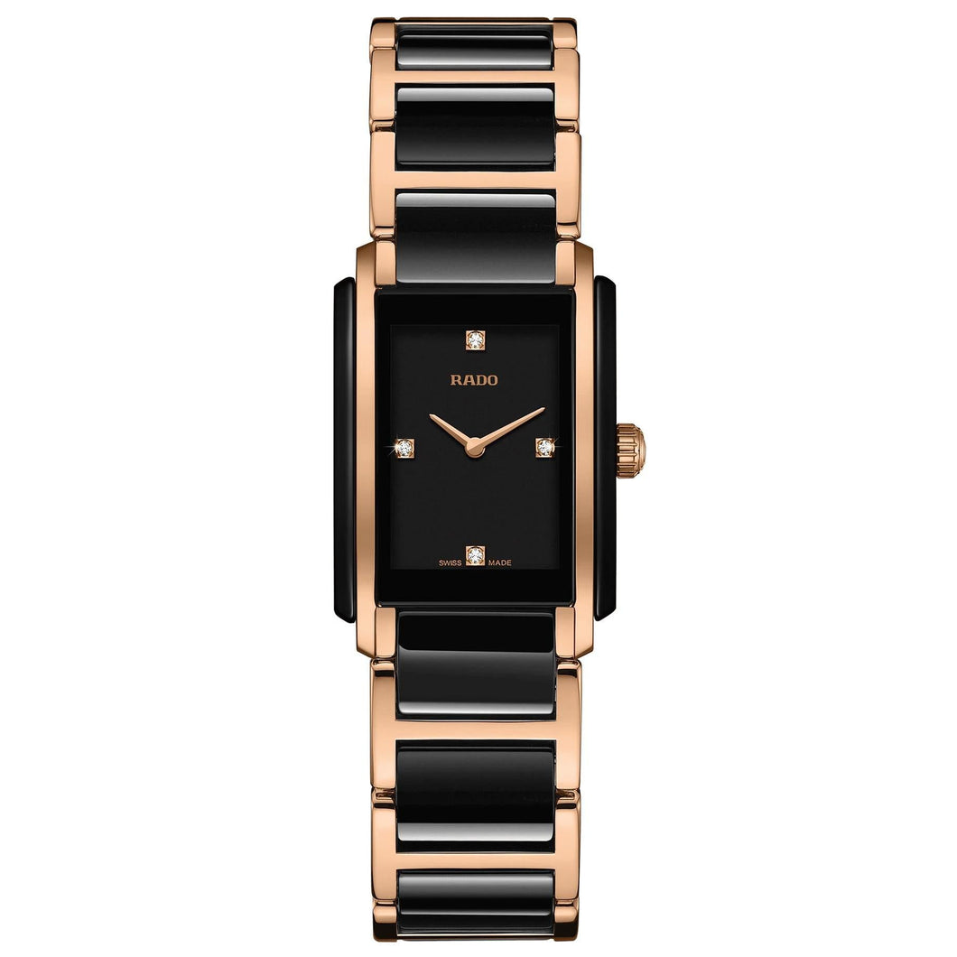 Ladies' Rado Integral Diamonds Two-Tone Rose and Black Watch R20612712