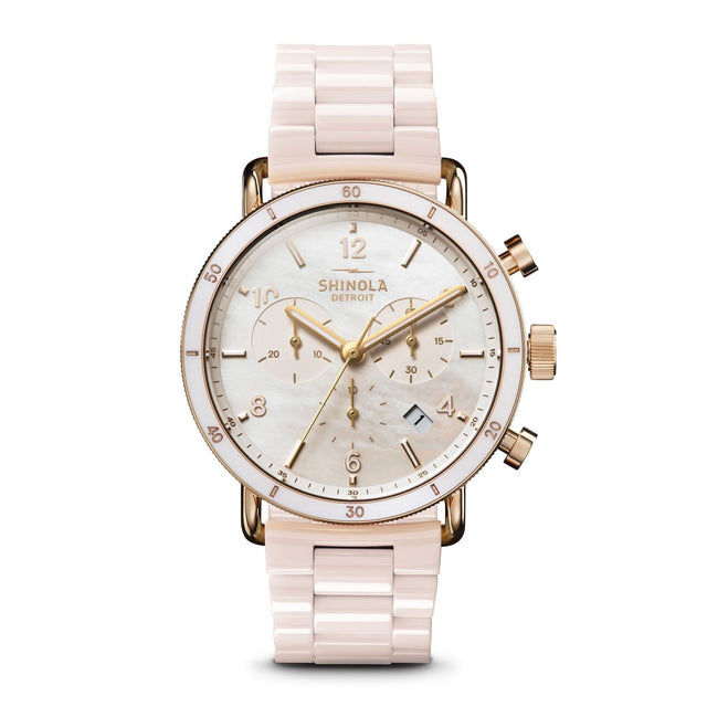 Ladies' Shinola The Canfield Sport Blush Ceramic Bracelet Watch S0120230478