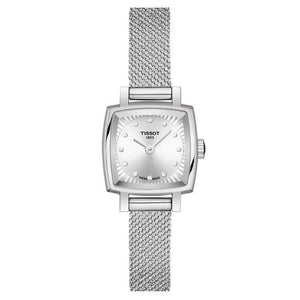 Ladies' Tissot Lovely Square Stainless Steel Mesh Diamond Watch T0581091103600