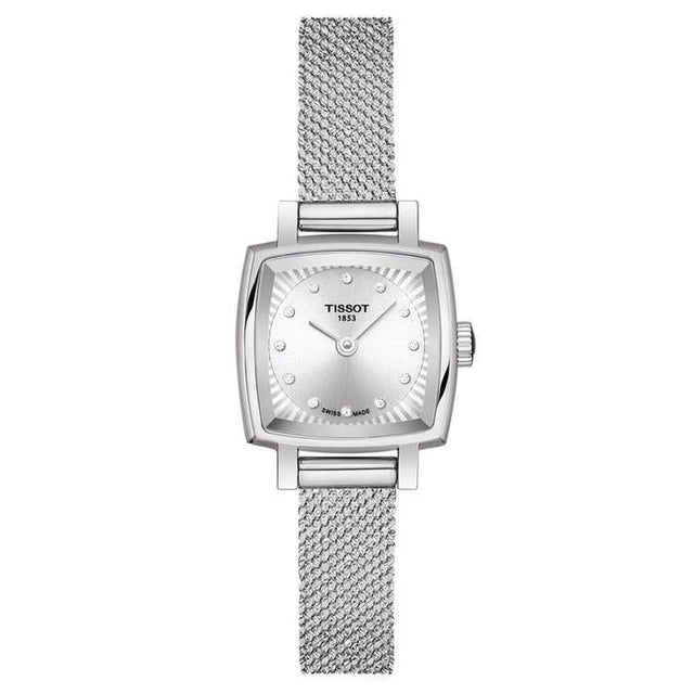 Ladies' Tissot Lovely Square Stainless Steel Mesh Diamond Watch T0581091103600