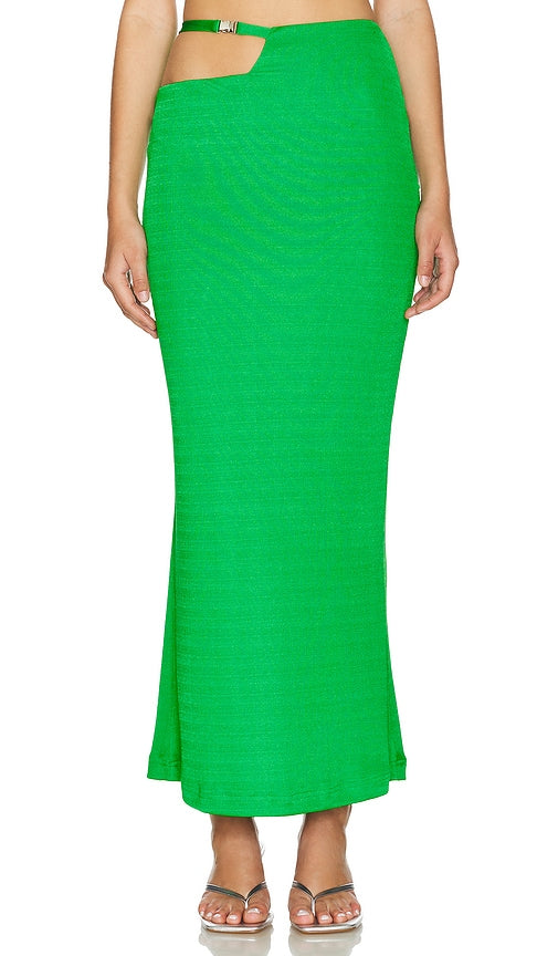 Lama Jouni Buckle Strap Skirt in Green - Lama Jouni - Jupe à bretelles avec boucle en vert - Lama Jouni 绿色搭扣吊带裙 - Lama Jouni Rock mit Schnallenriemen in Grün - Lama Jouni 버클 스트랩 스커트 - Gonna con cinturino con fibbia Lama Jouni in verde