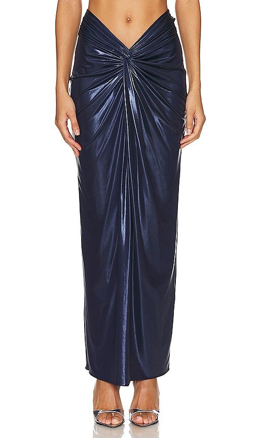Lapointe Front Twist Sarong Skirt in Navy
