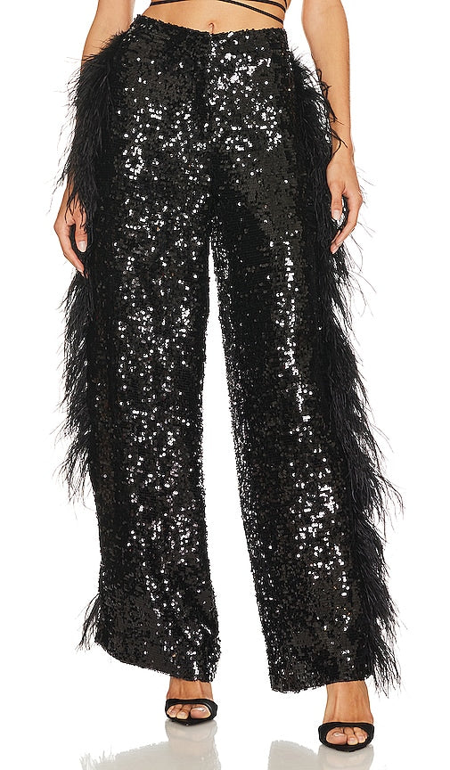 Lapointe Sequin Trouser in Black - Pantalon à sequins Lapointe en noir - 黑色 Lapointe 亮片长裤 - Lapointe-Paillettenhose in Schwarz - Lapointe 스팽글 팬츠블랙 색상 - Pantaloni con paillettes Lapointe in nero